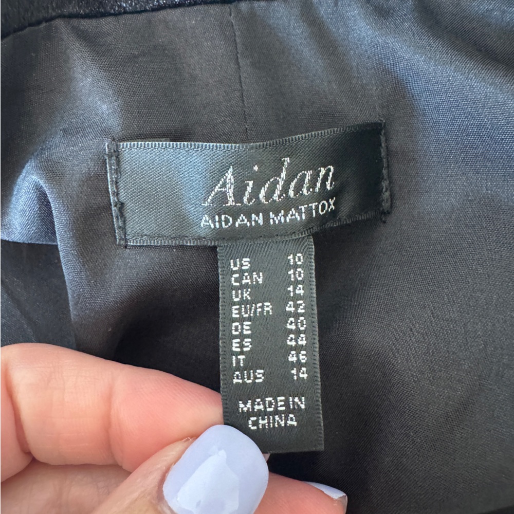 Aidan Mattox Black Satin Long Sleeve Blazer Dress - Picture 3 of 15